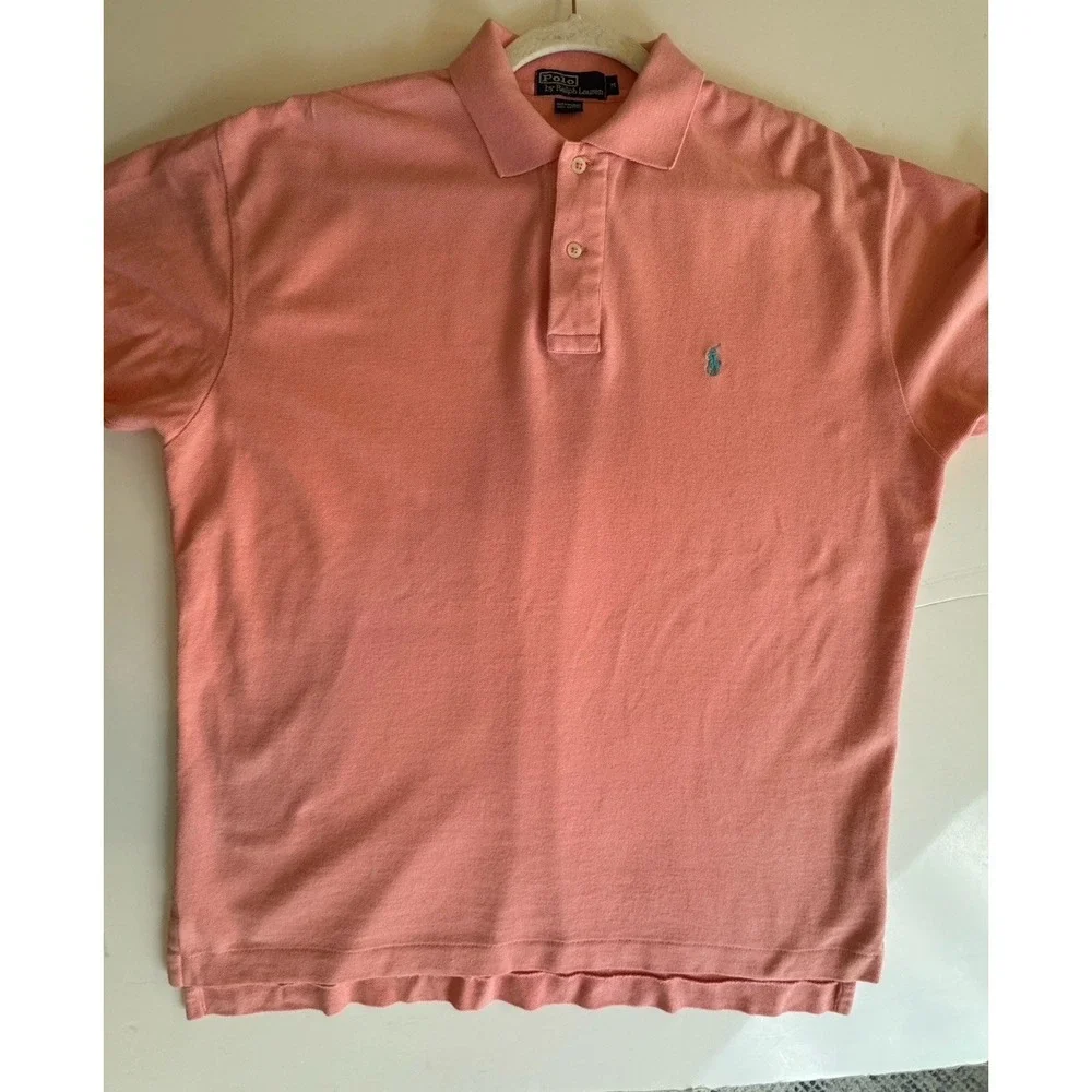 Polo By Ralph Lauren Polo Shirt Men's Coral Polo Turquoise Pony SZ Medium